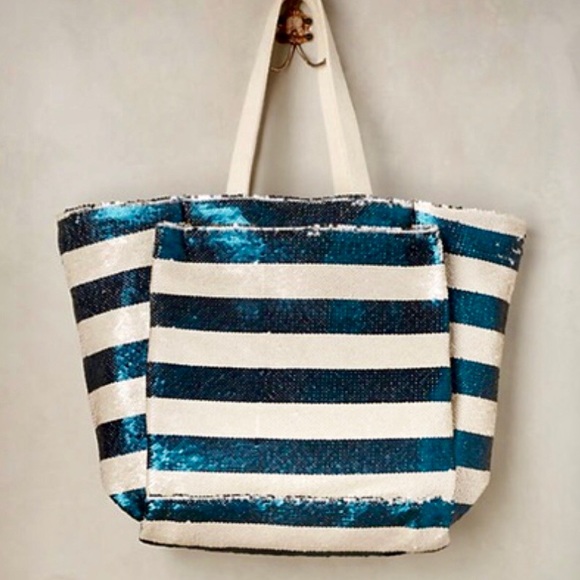 *FIRM* Glam Anthropologie Sequin Glimmer Tote Bag - Picture 2 of 3